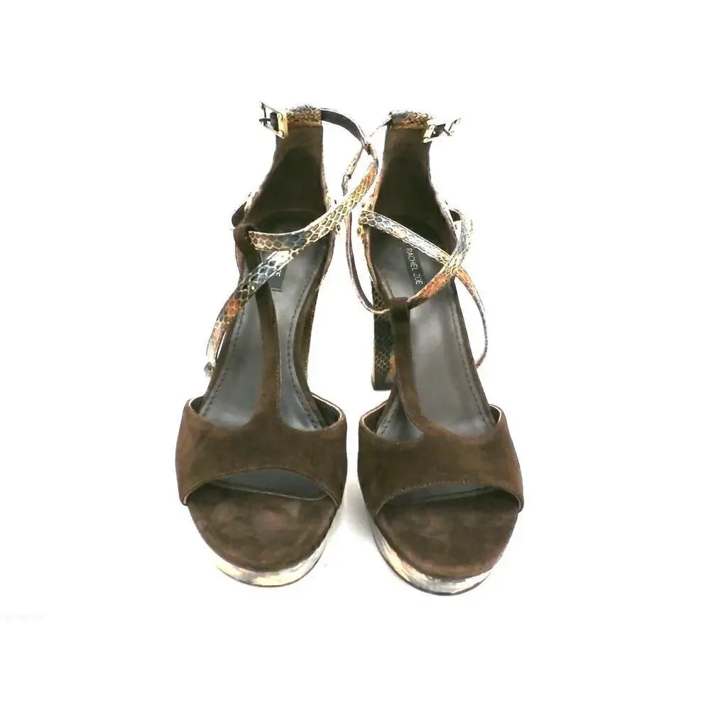 Rachel Zoe Paloma Snakeskin Suede Platform T Strap Sandals $295 NWOB Sz 10 B M